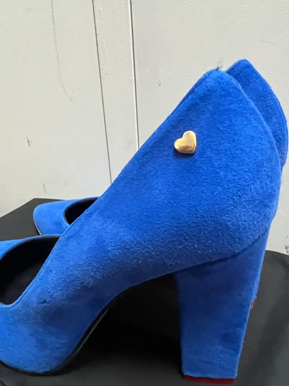 Love Moschino Cobalt Blue Suede Pointed Toe Pumps - Picture 4 of 4